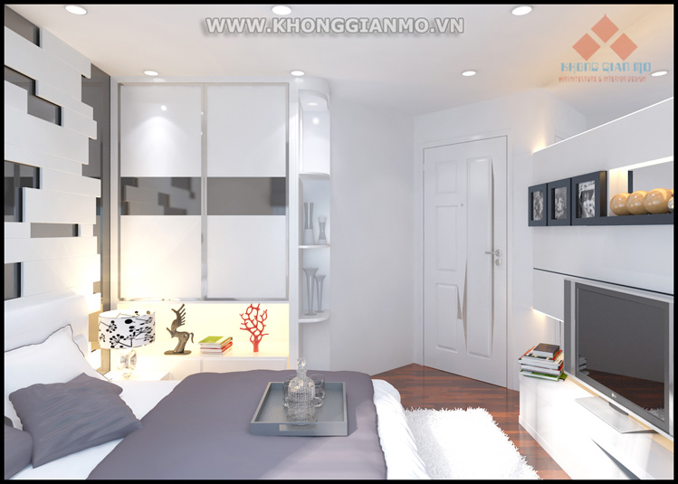 Thiết kế nội thất phòng ngủ vợ chồng  - chung cư anh Hiếu 1