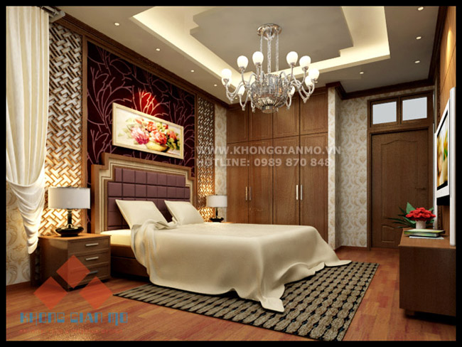 Thiết kế nội thất biệt thự -  Phòng ngủ Master - Biệt thự A Thanh - Mỗ Lao - Hà Nội)
