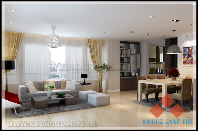 Thiết kế chung cư Vinaconex 1 Khuất Duy Tiến - Phối cảnh Phòng khách theo style hiện đại