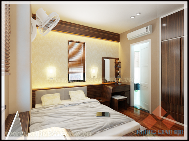 Thiết kế chung cư VP3 Bán Đảo Linh Đàm Phối cảnh 3D phòng ngủ Master